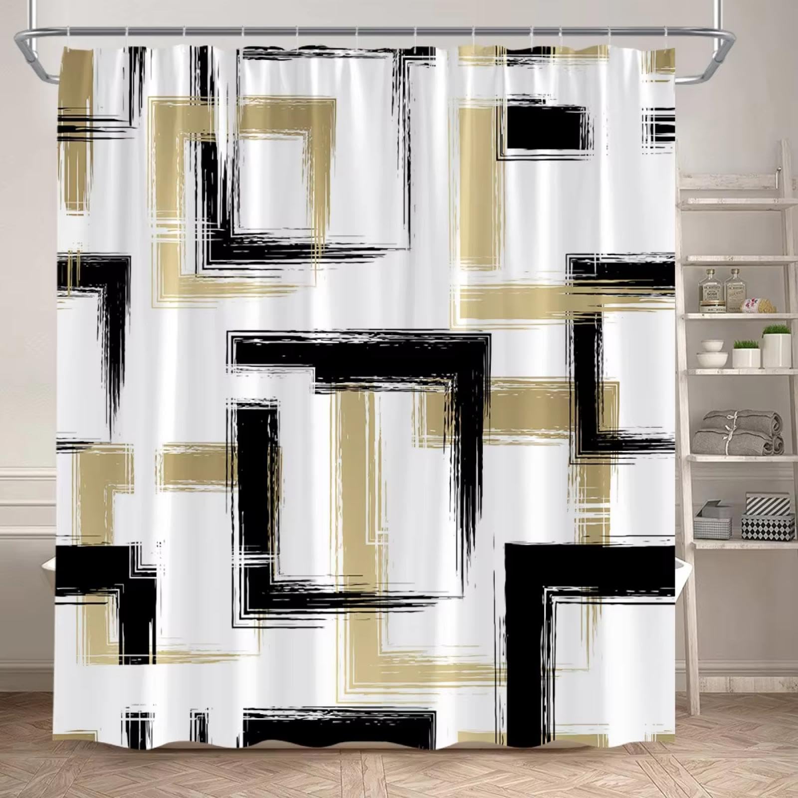 Rideau de douche à lignes motif géométrique moderne 70x192cm