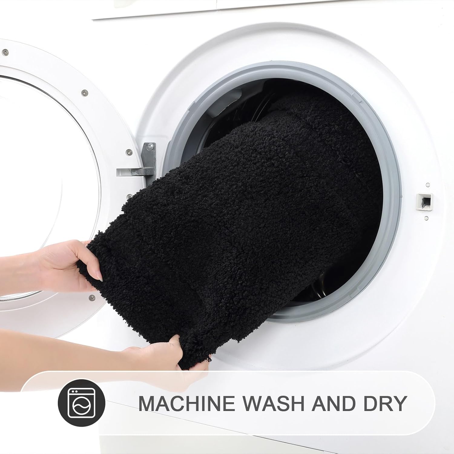 SHACOS Super Soft Black Bathroom Runner Rugs 20x47 inch Non Slip Washable Long Rugs for Bathroom Floor Tub Shower Bath Mats Bath Decor Accessories, 1'8" x 3'11" - Image 5