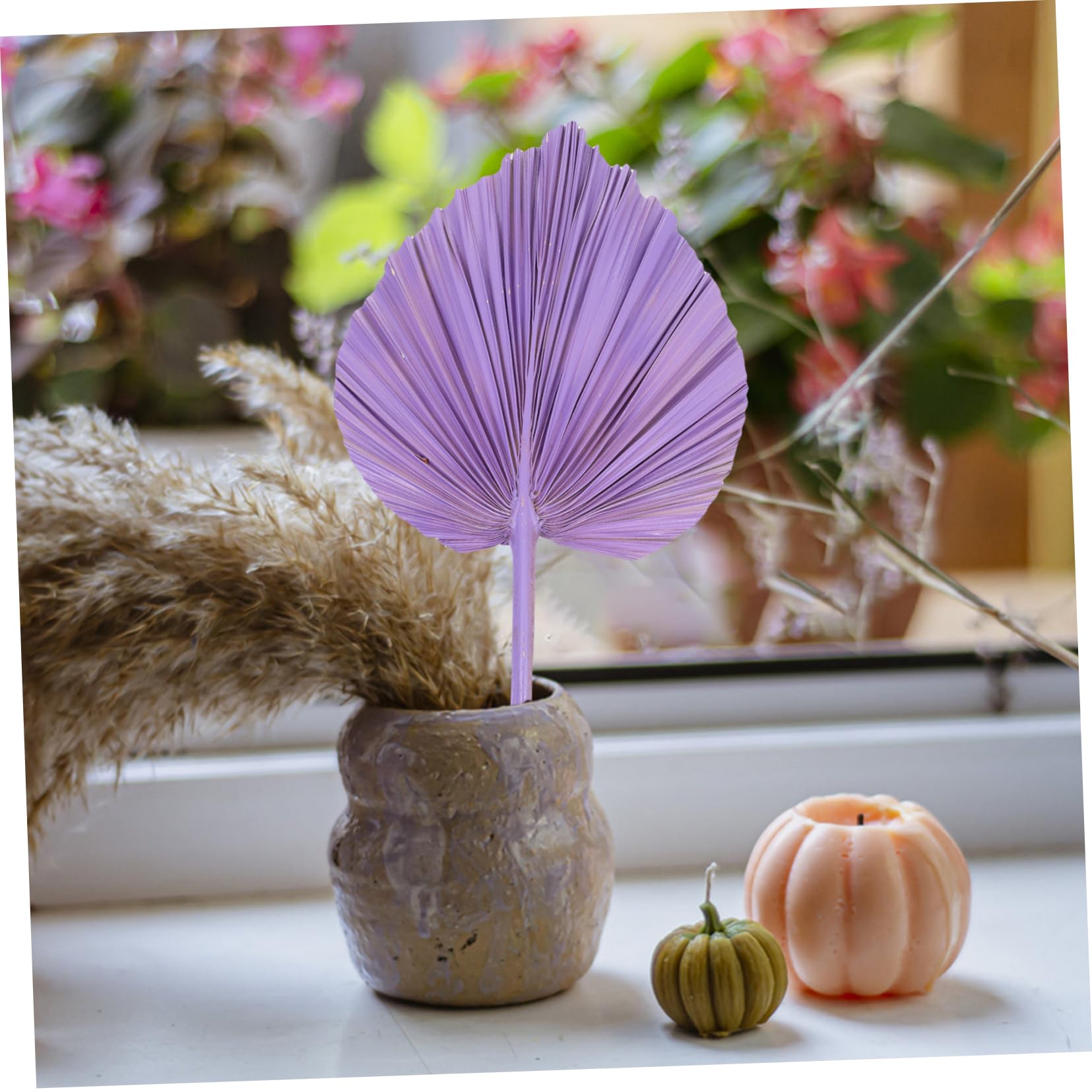 Ciieeo 5St Simulierter Rohrkolbenfächer Korsage Hortensienblüten mit echter Note Dekoration Schlafzimmer Bedroom Decoration Hochzeitsdekoration Wandkunst Blattdekor Palmblatt Violet