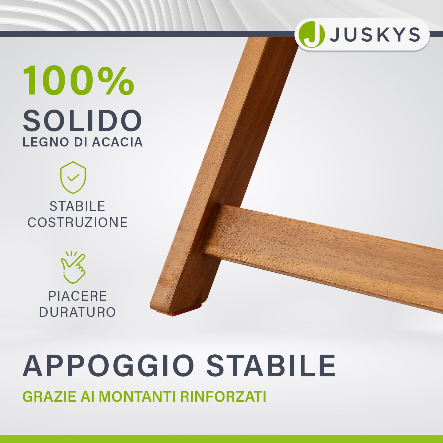 Juskys set di mobili da terrazzo Bala - Set di mobili in legno pieghevoli e salvaspazio da tre pezzi per due persone - Tavolo e sedie da giardino