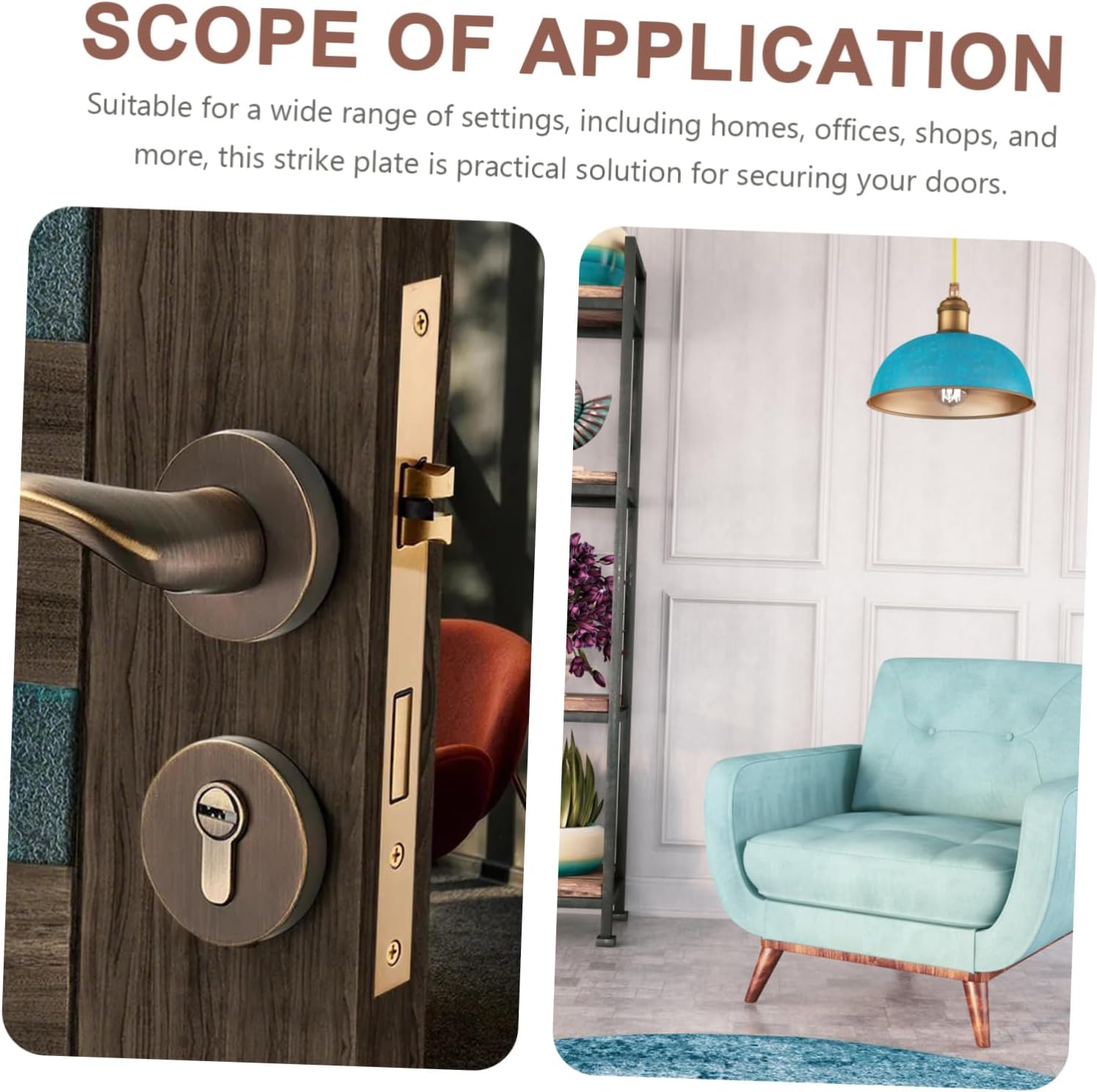 Angoily 4Pcs Door Strike Plate Durable Striker Plate for Deadbolt Latch Suitable for Home and Office Security Design for Various Doors Antique Finish