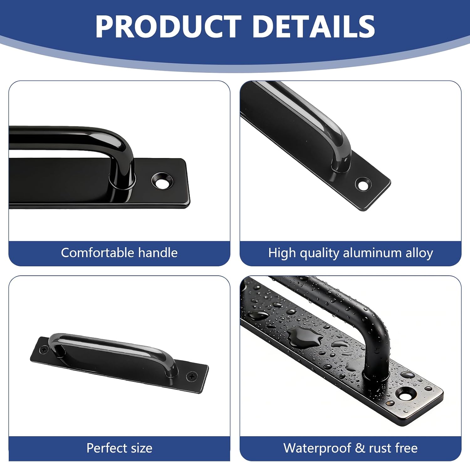 12 Pcs Barn Door Handle 5.8 Inch Cabinet Pulls Aluminum Alloy Kitchen Cabinet Handles Sliding Black Pulls for Cupboard Wardrobe Closet Shed Garage Barn Door with Screws(Black)