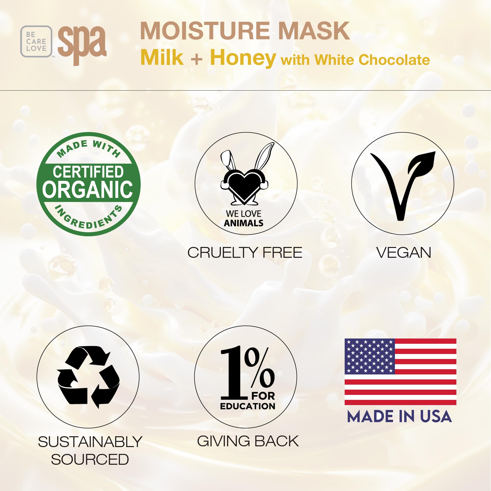 BCL SPA organic Milk and Honey with White Chocolate for hands mask, foot mask, and body mask skin care, self care spa treament for women at home , 16 oz