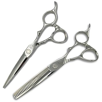 Set of Professional Hair Cutting Scissors in VG-10 Japan Steel - Includes Hair Cutting Scissors, Thinning Shears and Leather Case - Heritage for Pros 5.5 Inch