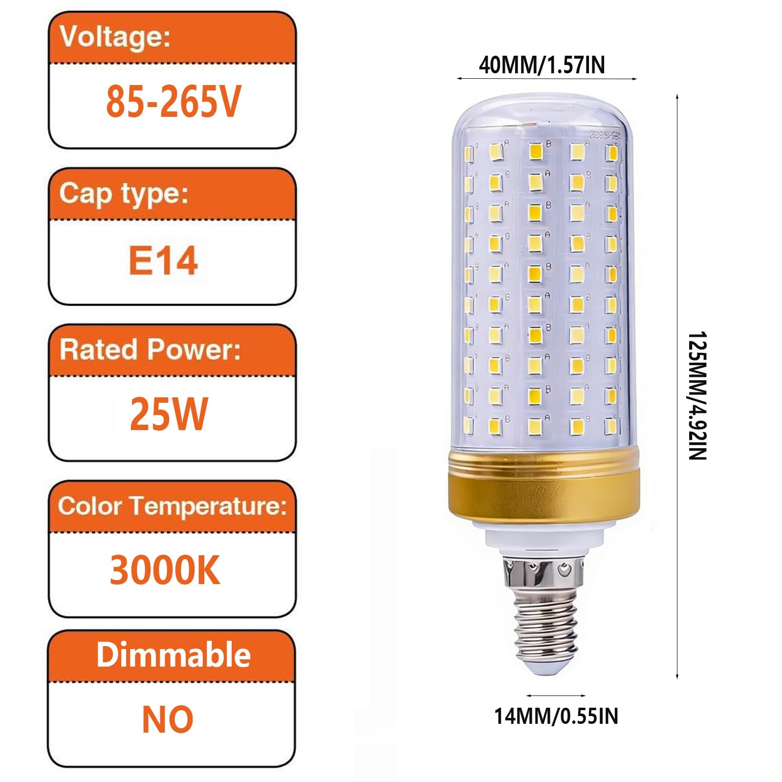 Lampadine LED E14 25W Equivalente 250W Senza Sfarfallio Non-Dimmerabile A Risparmio Energetico Lunga Durata Per Lampade da Tavolo Lampade a Sospensione Applique(Warm White 3000K,5 Pack)