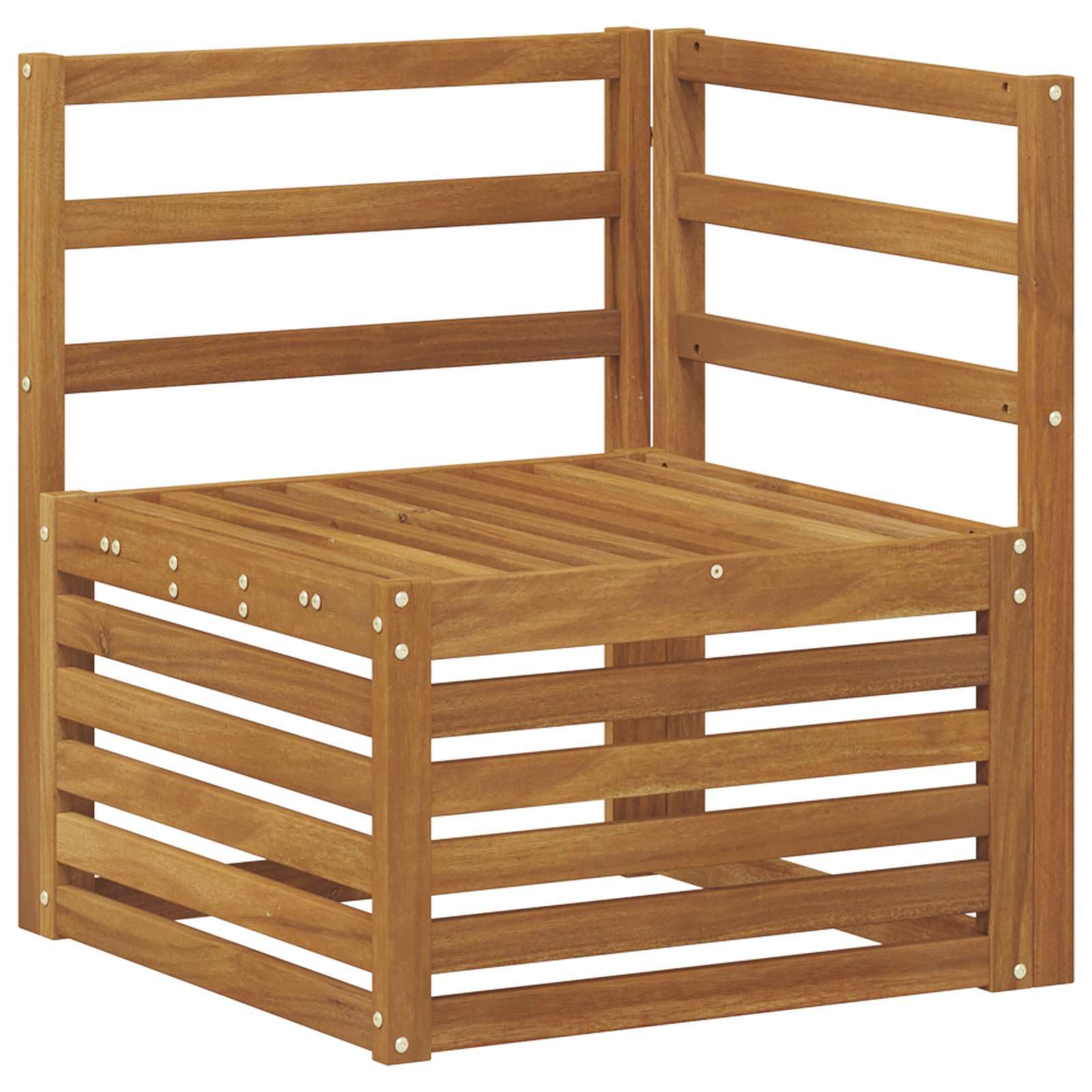 Ecksofa Set 6-teilig aus massivem Akazienholz Natur, Gartenmöbel Moebelgarnitur mit Tisch und Sitzgruppe, Flexible Wohnlandschaft für Terrasse und Poolbereich
