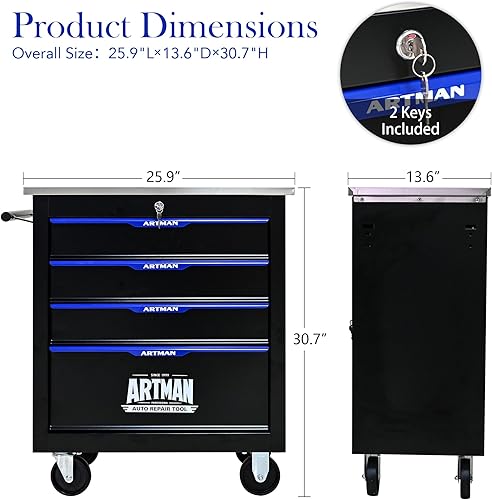 Miniatura 90 de Larmliss Carro de herramientas rodante de 5 cajones, caja de herramientas rodante sobre ruedas, organizador de almacenamiento de herramientas