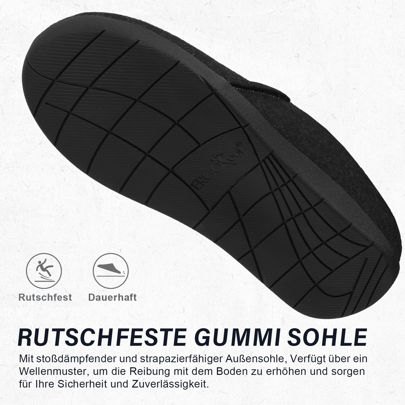 ERGOfoot Chaussons orthopédiques en feutre pour homme et femme