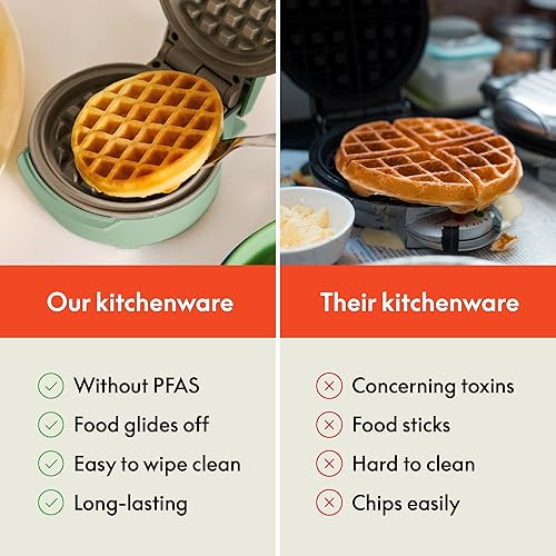 Miniatura 8 de bella Snack-n-Store - Mini waflera con revestimiento antiadherente de cerámica EverGood, envoltura de cable, luz indicadora lista y asas de tacto