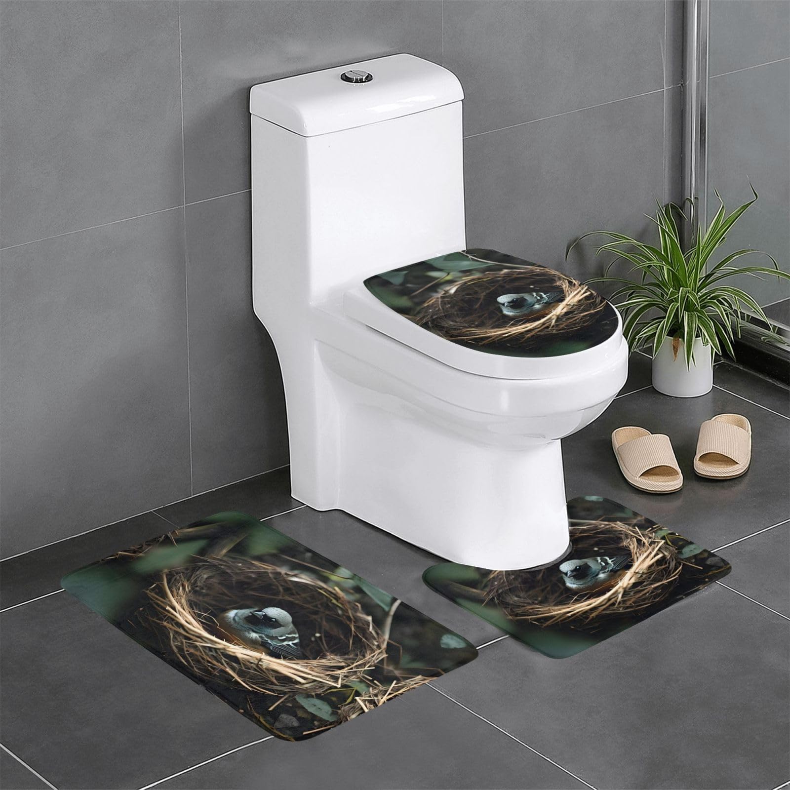 Tapis de salle de bain antidérapants lot de 3 pièces pour toilettes