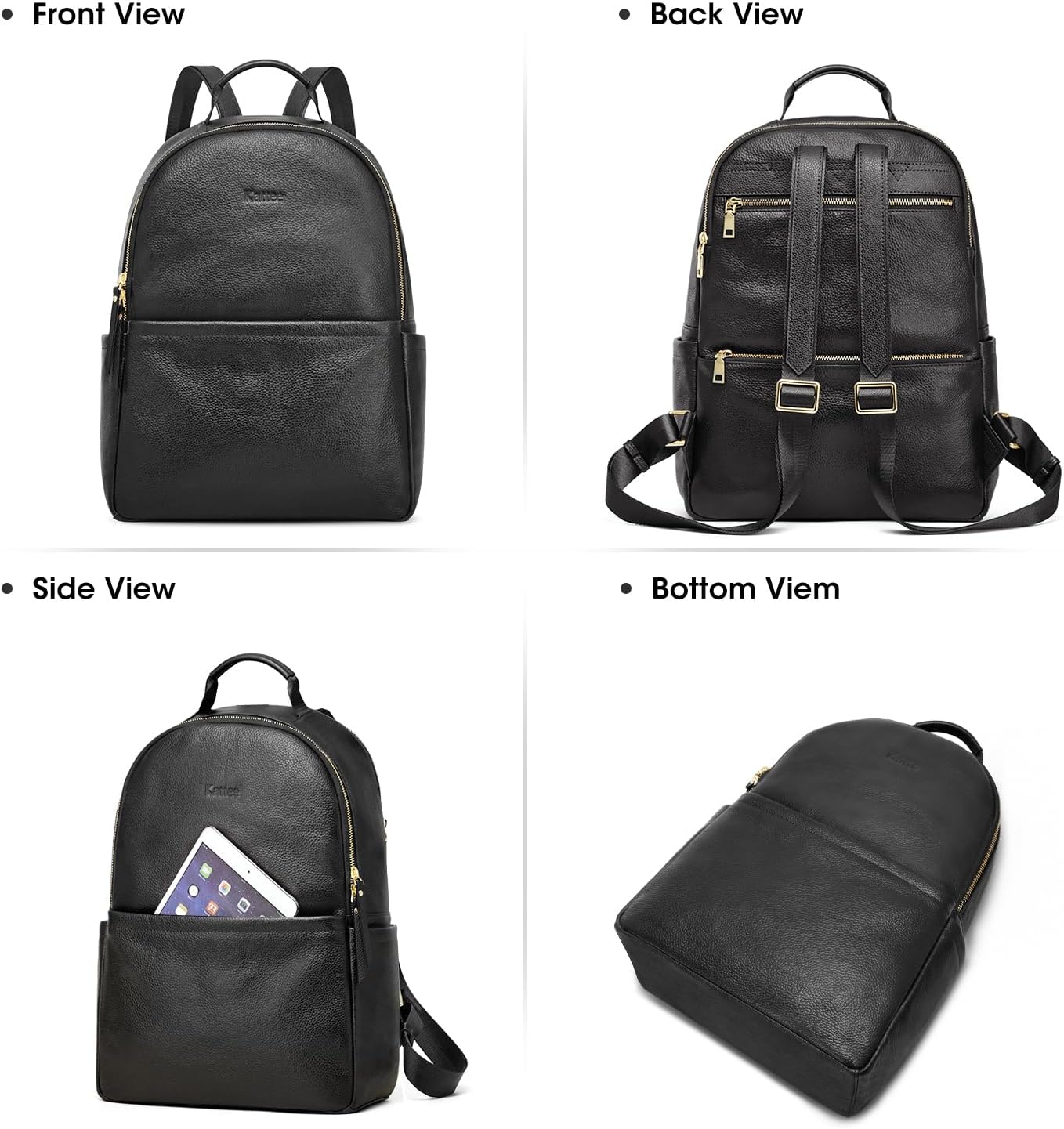 Kattee Genuine Leather Backpack Purse for Women Antitheft Rucksack Soft Work Casual Daypack Fashion - Image 6