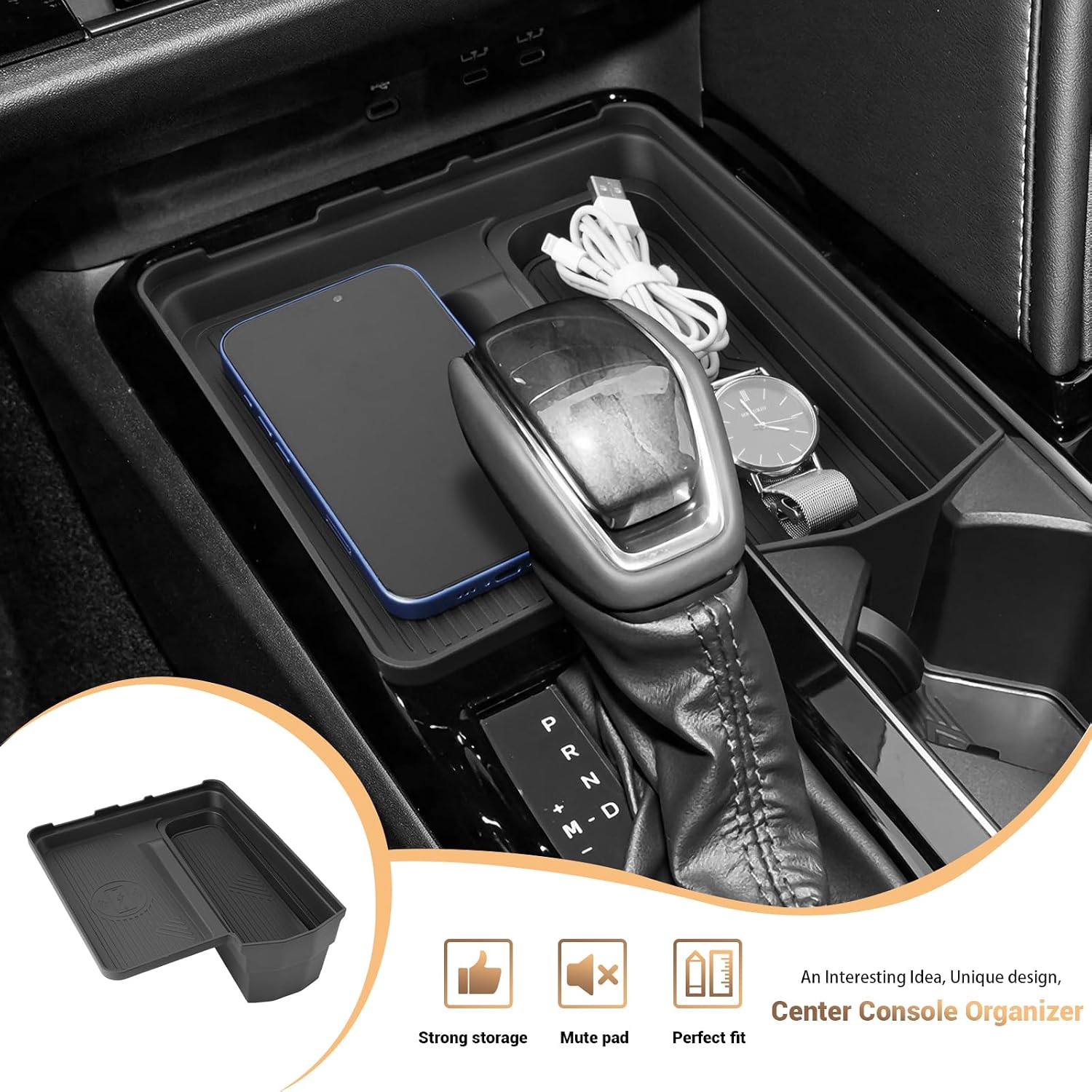 2026 Camry Gear Shifter Tray Charging Tray 2-in-1 Camry 2026 Front Shifter Tray for 2026 Toyota Camry Gear Shift Cover Silicone Gear Shift Side Console Protector for Toyota Camry 2026 Accessories
