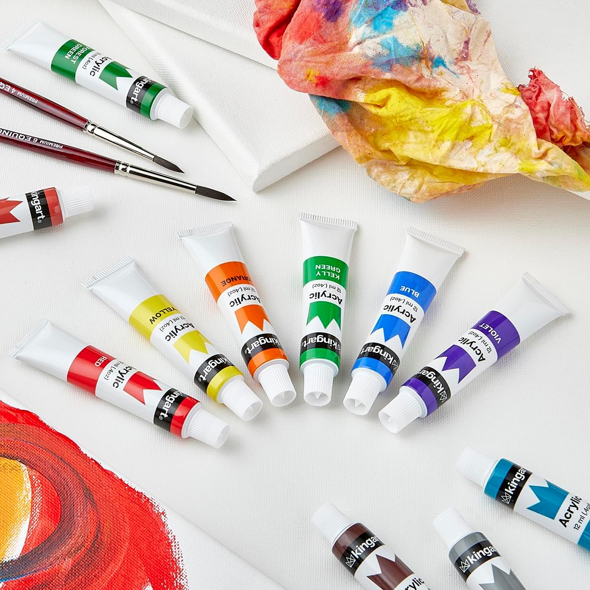KINGART Studio Acrylic Paint, 12ml (.4oz), Set of 24 Colors