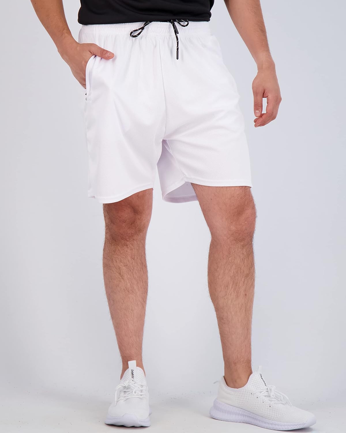 Real Essentials 3 Pack: Men's 7" Athletic Running Quick Dry Mesh Shorts with Zipper Pockets & Drawstring : Sports & Outdoors
