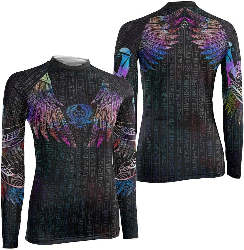 Mystery of Egypt Women's Long Sleeve Rash Guard – Compression Training Shirt for MMA, BJJ, Grappling & Fitness