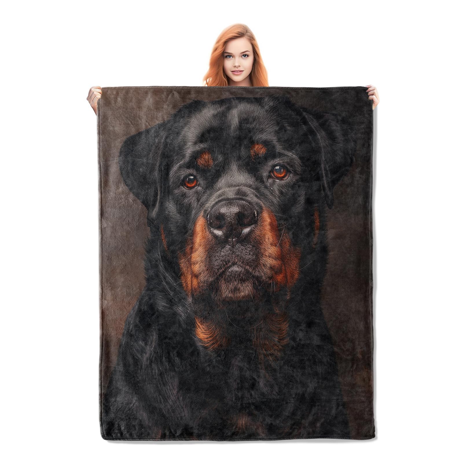 Plaid Rottweiler chaud et léger anti-froid pour canapé et lit d'adulte