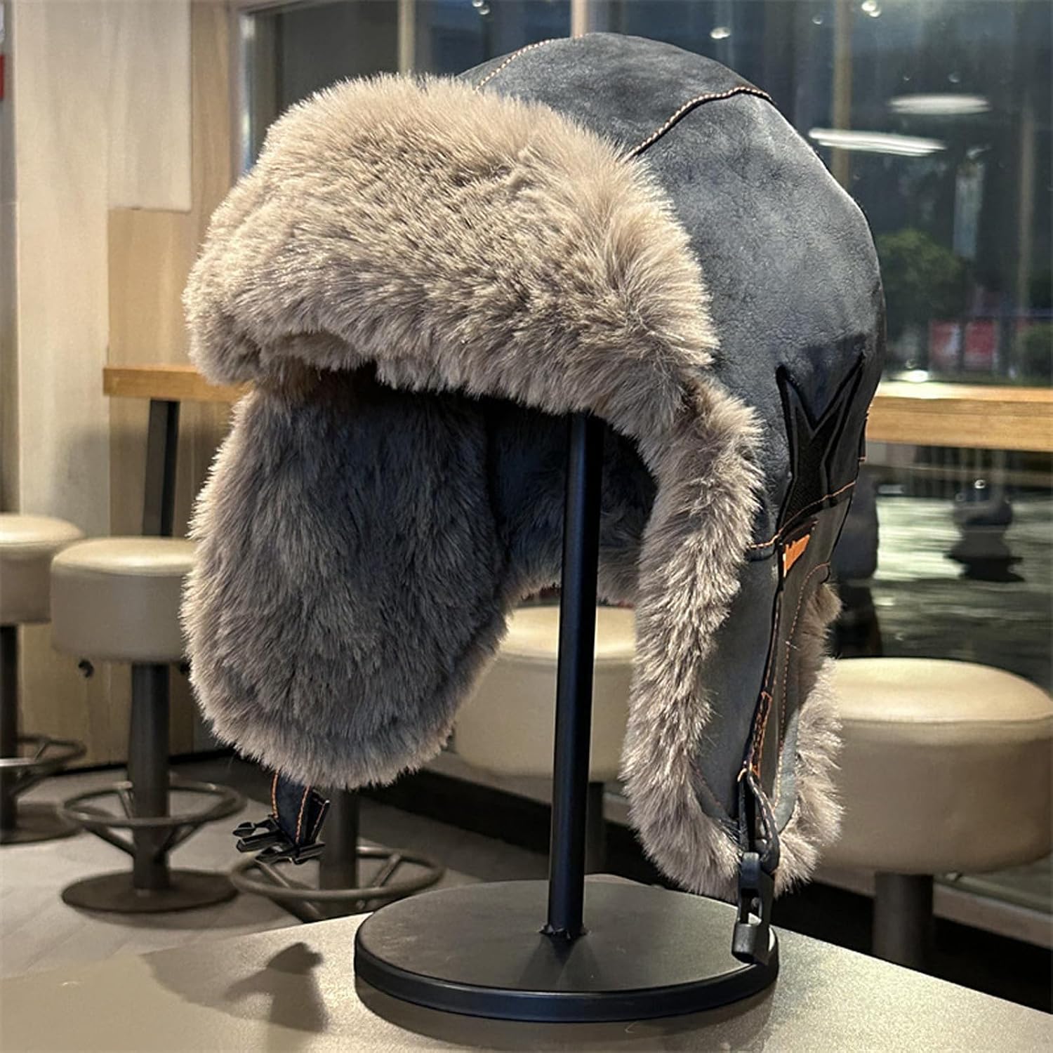 Men’s Faux Suede Trapper Aviator Hat, Winter Ushanka Hat, Faux Fur Lined Ear Flap Cap, Warm Windproof Snow Ski Hats