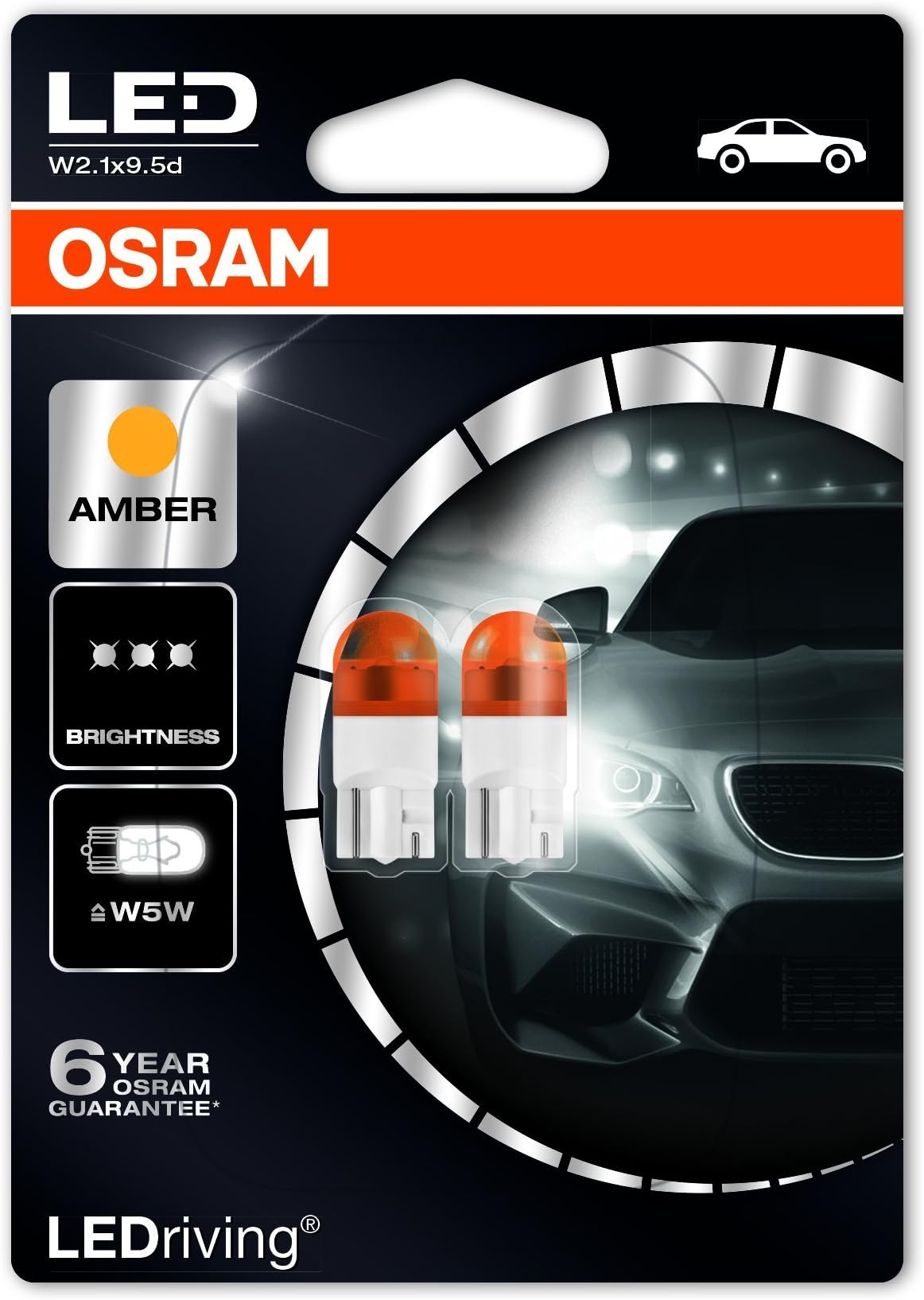 OSRAM 2825YE-02B LEDriving LED Retrofit Amber Interior Lights Amber 2000K, Double Blister
