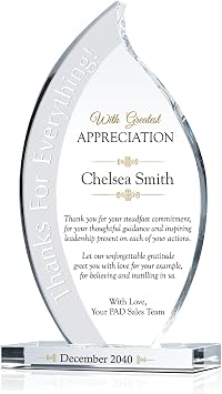 Personalized Leader Appreciation Gift Plaque, Customized with corporate executives name, unique boss day, birthday, Farewell, Departing, Christmas gift for boss, manager, supervisor M - 7.5"