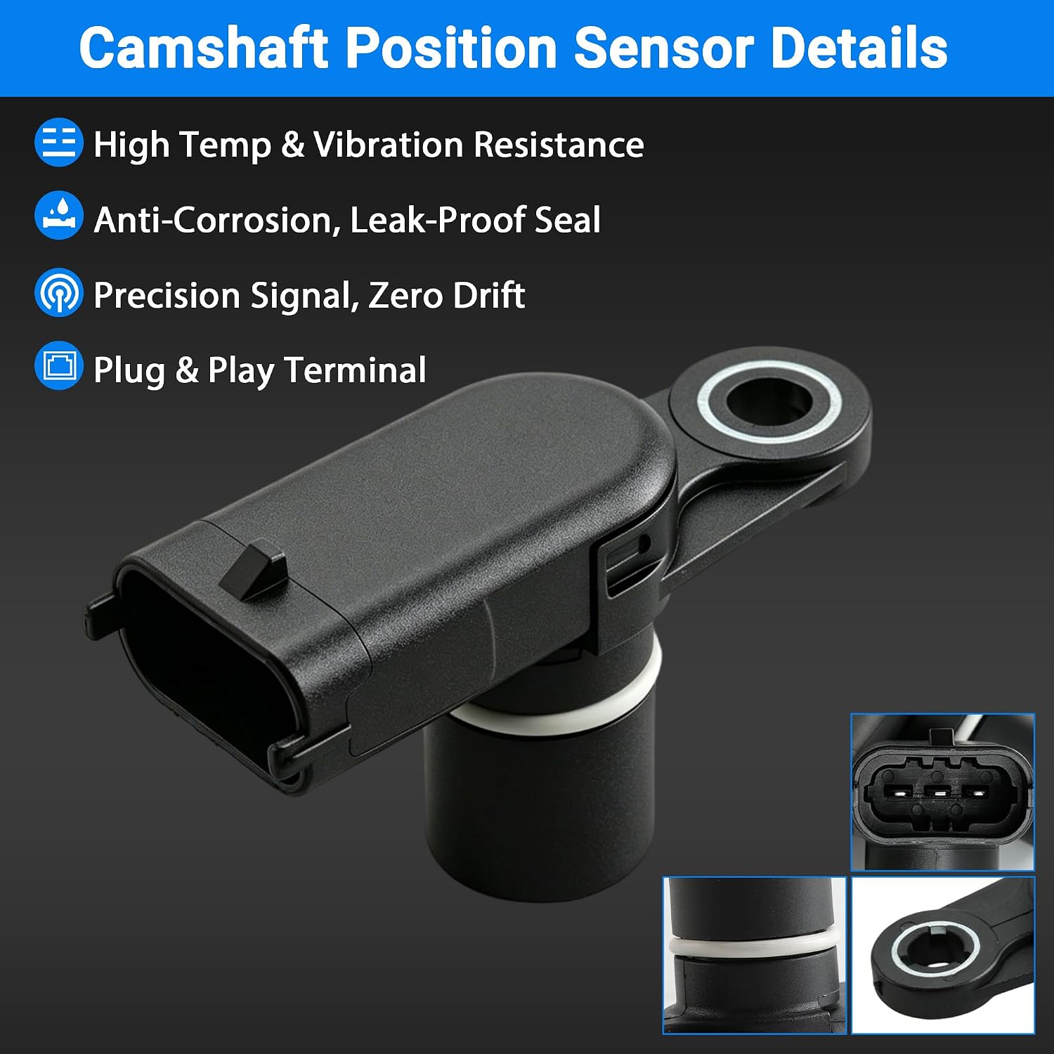 4pcs Camshaft + 1pcs Crankshaft Position Sensors for 2010-2025 GM GMC Chevrolet Buick Cadillac 3.0L 3.6L, for Equinox Malibu Colorado Traverse Terrain, for Impala CT4 Saturn # 12615371 1238249