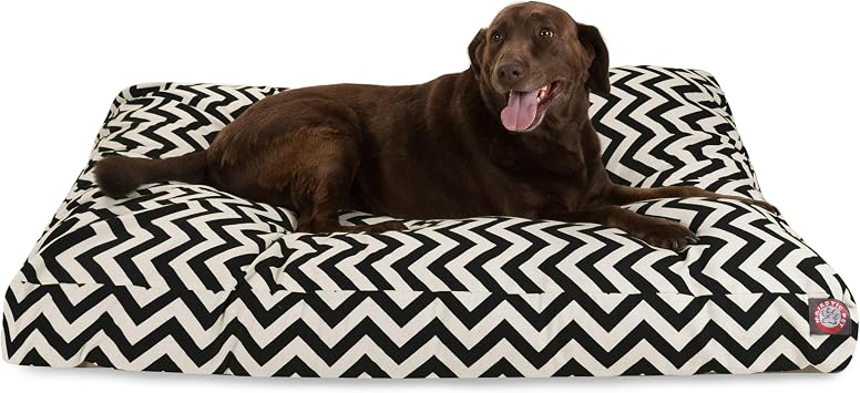 Majestic Pet Rectangular Dog Bed, X-Large, 50x42x5 in, Washable, Black