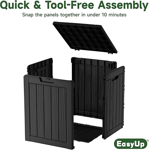 Vista 54 de EasyUp Caja de cubierta de resina de 31 galones, impermeable, resistente a los rayos UV, caja de almacenamiento al aire libre para entrega, patio