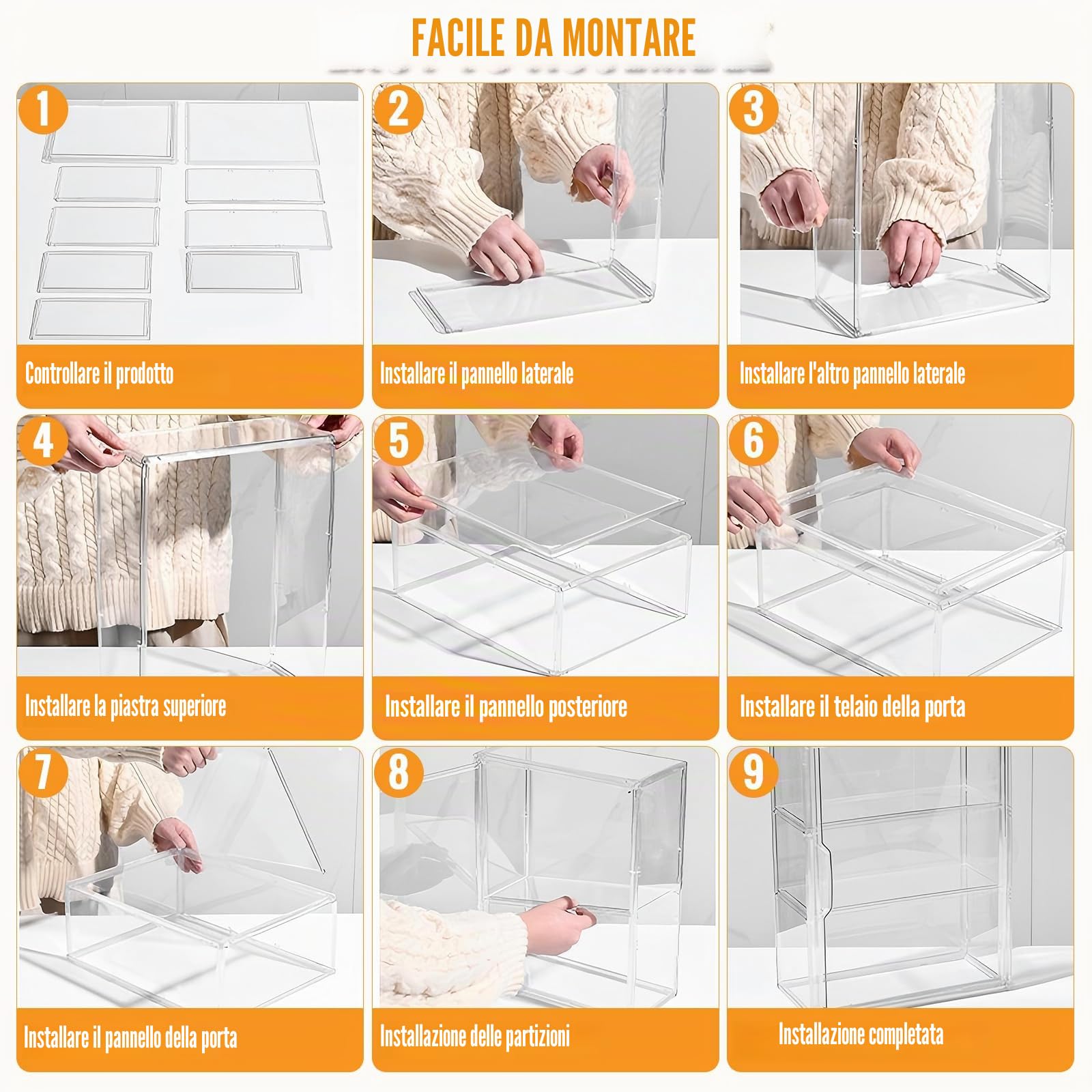 Espositore per pasticceria, contenitore per pane per piano di lavoro della cucina, vetrina per pasticceria, 4 strati, regolabile, trasparente, con porta magnetica, espositore per panetteria