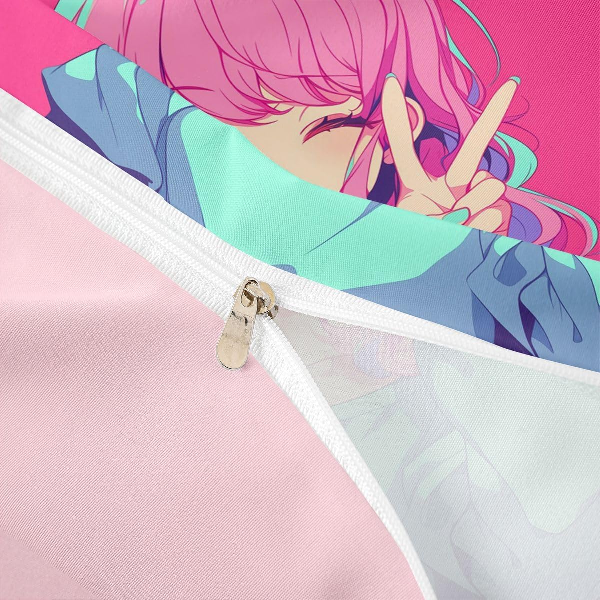 Erosebridal Japanese Anime Bedding Set 3D Anime Girl Duvet Cover, Kawaii Japanese Style Duvet Cover Set Cartoon Uniform Girl Comforter Cover Hot Pink Room Decor, Twin 2Pcs (1 Bed Cover 1 Pillowcase)