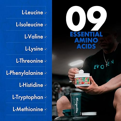 Vista 60 de Evogen Amino K.E.M. - Volumizador de bomba de polvo EAA y BCAA Suplemento de aminoácidos BCAA para flujo sanguíneo, crecimiento muscular e