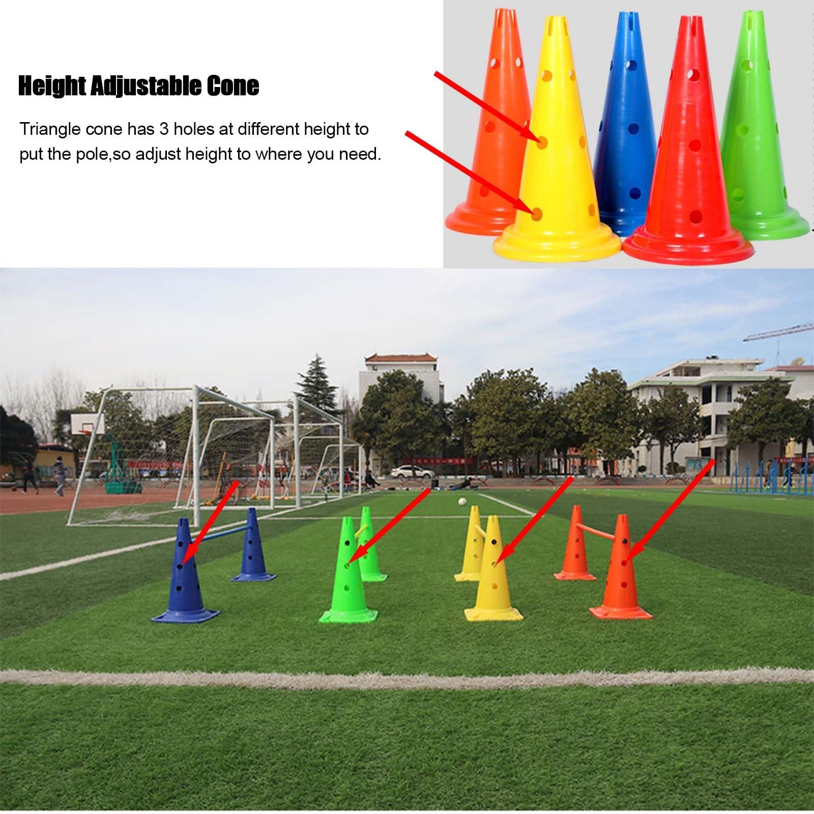 Slalomstangen Fussball Agility Stangen 5/10/15Pc Haustiere Hund Agility Training Kegel und Stangen, Abnehmbare flexible Trainingsslalomstangen, Multi-Sport-Übungsgeräte für Erwachsene und Jugendliche