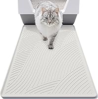 BANLYEO Silicone Cat Litter Mat 24x17 Inch SM - Waterproof Litter Trapping, Easy Clean Scatter Control for Indoor Cats, Beige Gray