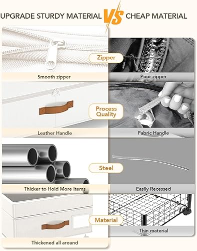 Miniatura 6 de Almacenamiento debajo de la cama con ruedas, 65L XXL debajo de la cama, contenedores de almacenamiento grandes, almacenamiento ajustable de 10