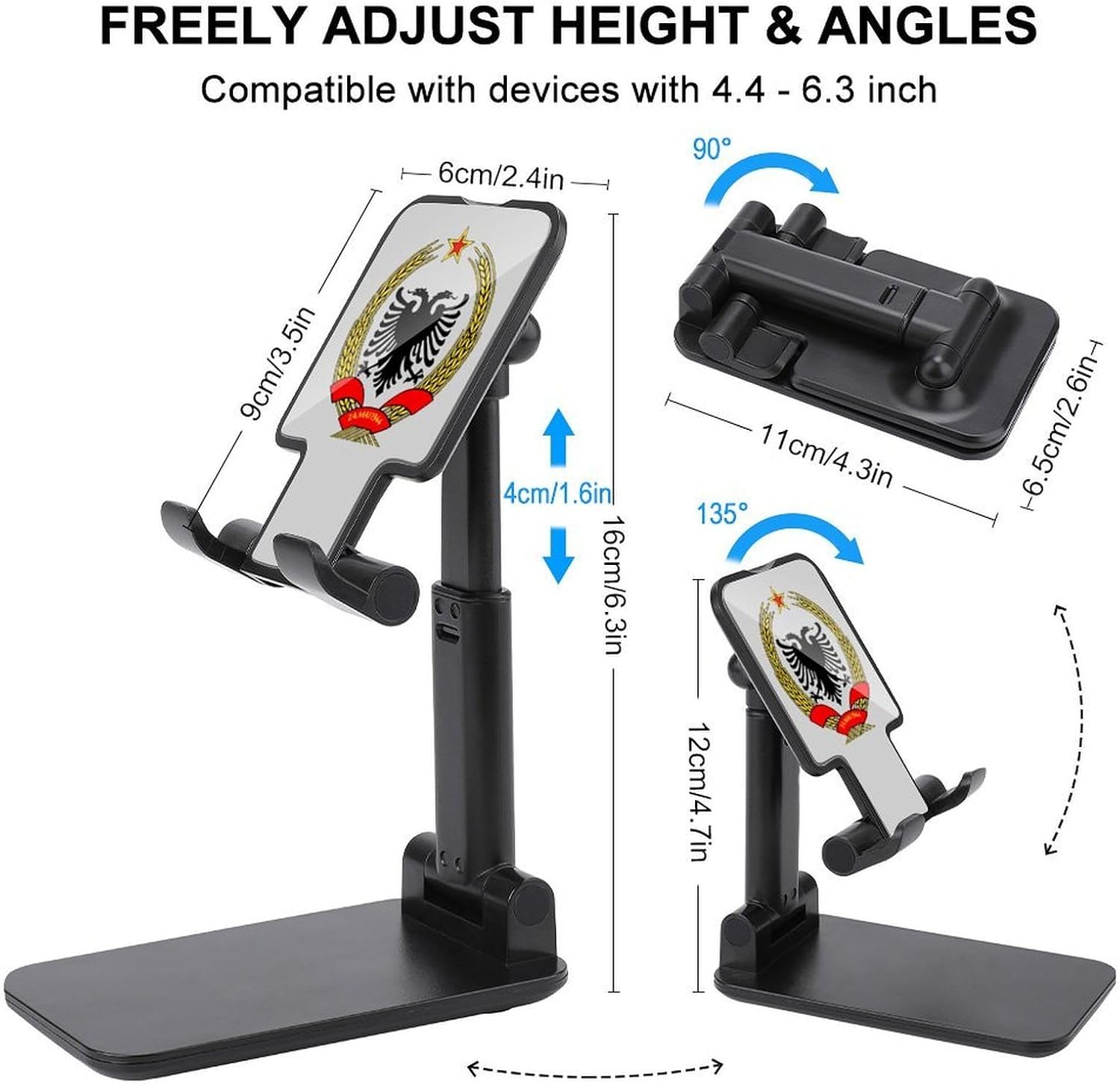 Coat of Arms of Albania Novelty Cell Phone Stand Lightweight Phones Holder image 2