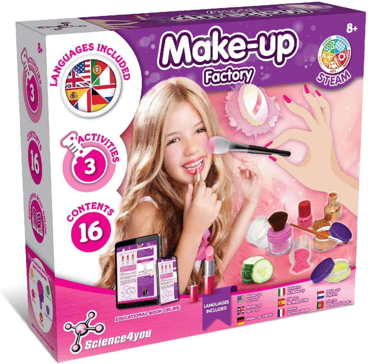 Science4you Schminkset voor Kinderen – Make-up Set voor Meisjes voor Het Maken van Lippenstift, Oogschaduw, Blusher en Meer, Wasbaar en Veilig, Speelgoed, Cadeau voor Meisjes Vanaf 8 jaar