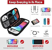 Vista 2 de ivoler Funda de transporte para Nintendo Switch y nuevo modelo Switch OLED 2021 bolsa rígida portátil de transporte para accesorios de Switch