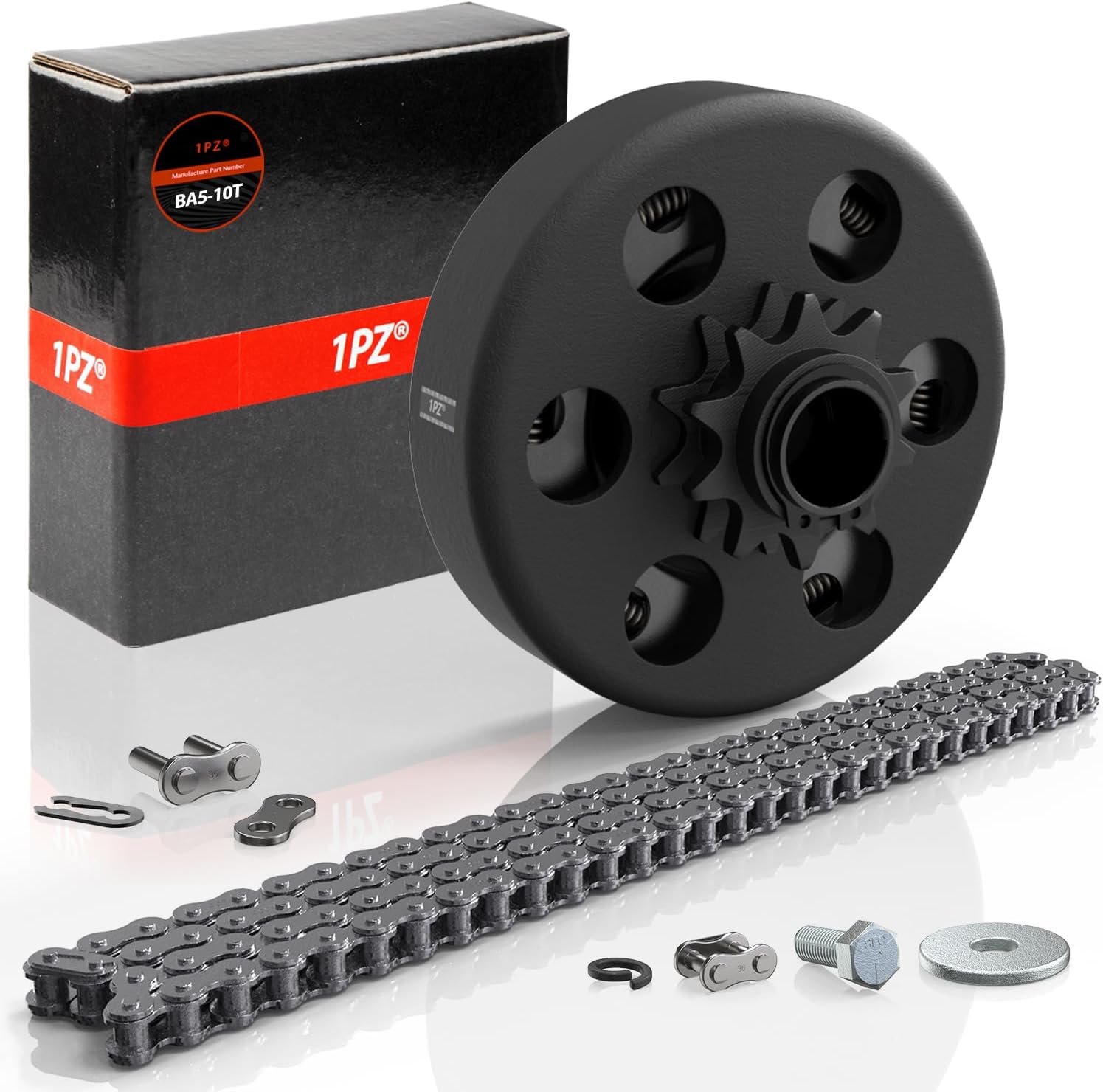 1PZ GJ3-K67 Go Kart Clutch 3/4" Bore 10T with #40 41 420 Chain for Mini Bike, Go Kart, predator 212, Lawnmower and Honda GC GX 2-6.5HP Engine GC160 GC190 GX120 GX140 GX160 GX200