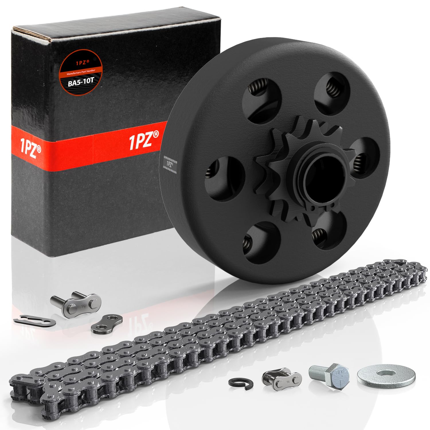 1PZ GJ3-K67 Go Kart Clutch 3/4" Bore 10T with #40 41 420 Chain for Mini Bike, Go Kart, predator 212, Lawnmower and Honda GC GX 2-6.5HP Engine GC160