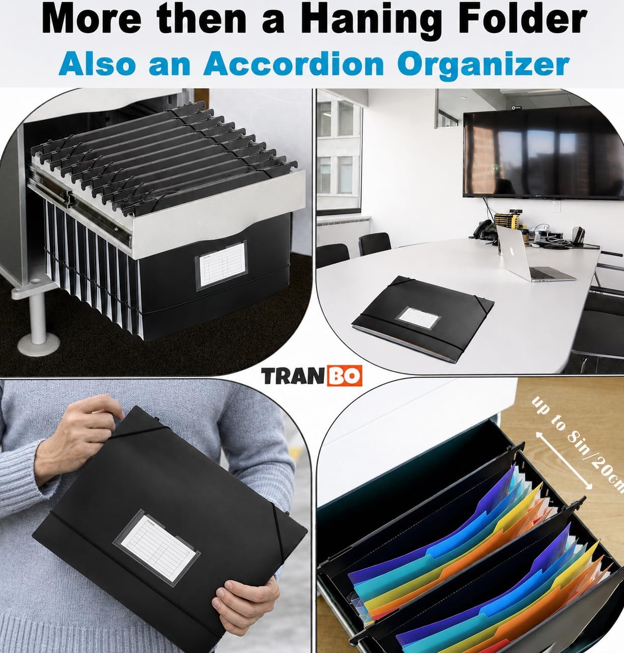 7-Pockets Hanging File Folder with Retractable Hooks for Filing Cabinet, 2 in 1 Expandable Accordion File Organizer with Elastic Band for File Frame or On-The-Go Use (1 Pcs) image 5
