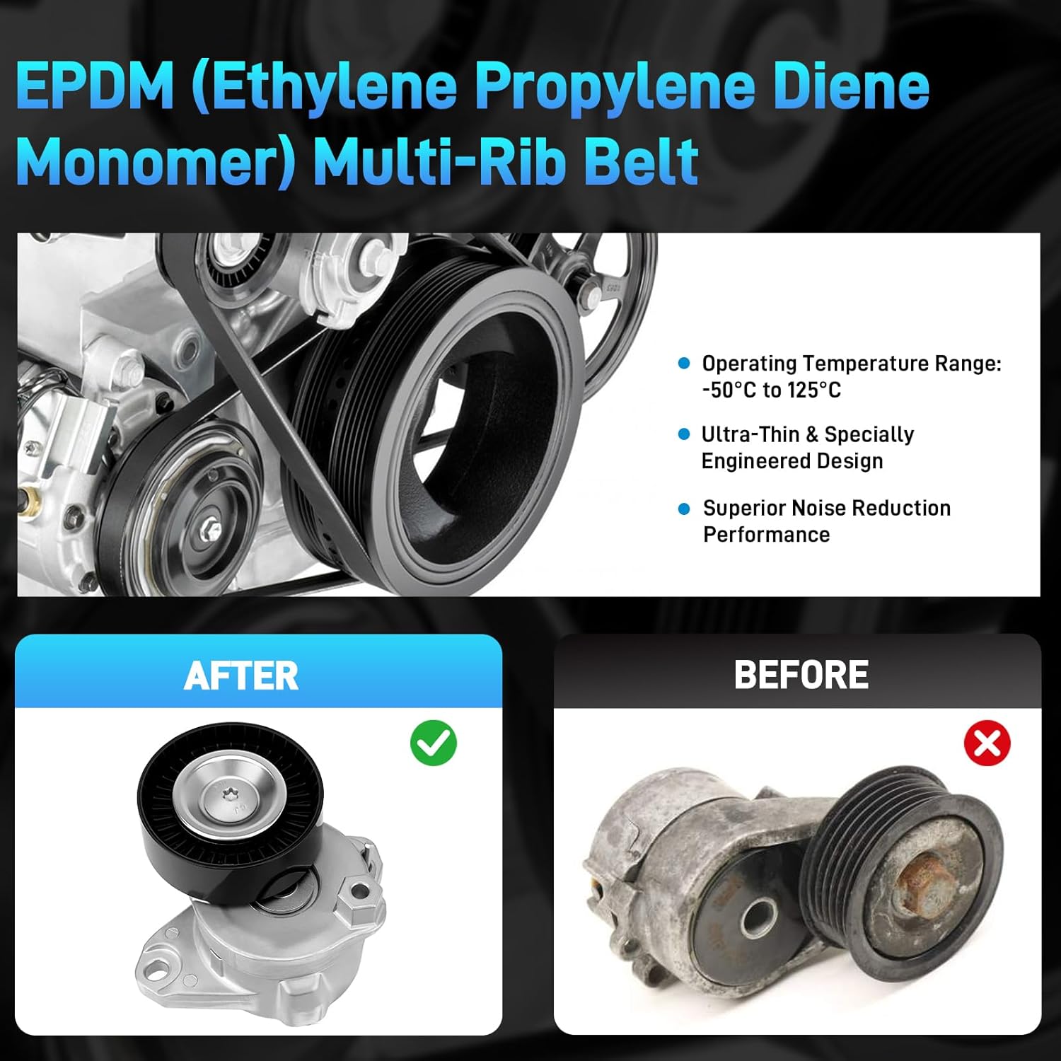 Serpentine/Engine Drive Belt Tensioner and Idler Pulley Kit Compatible with 2006-2011 Mercedes-Benz ML350 GL450 E350 C300 S550 CLK350, Replaces# 2722021419 2722000270 2722021019 6PK2404