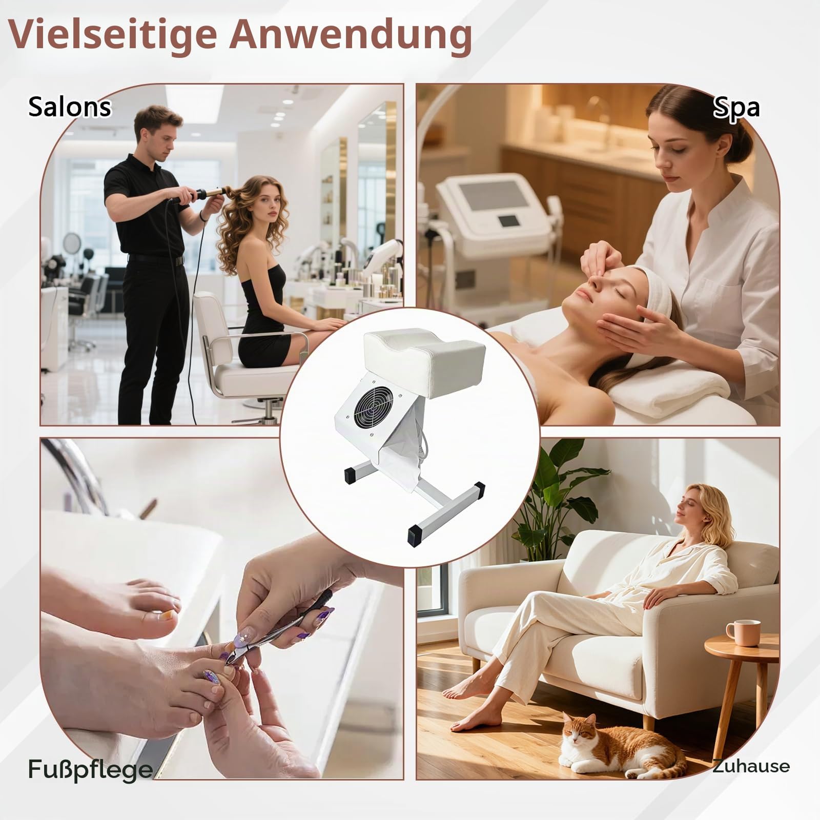 Pediküre Hocker mit Absaugung, Mobile Pediküre Stuhl, Höhenverstellbar 48-80cm, Fußpflegestuhl für Schönheitssalon Nagelstudio