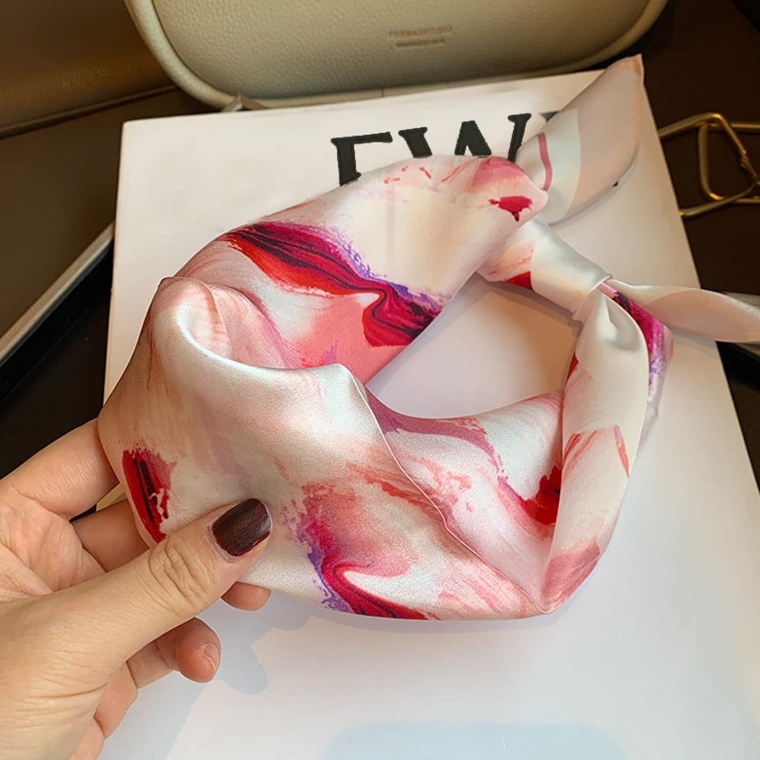 PoeticEHome 100% Mulberry Silk Neck Scarf 21"x21" Small Square Scarfs for Women Gift Packed - Image 2