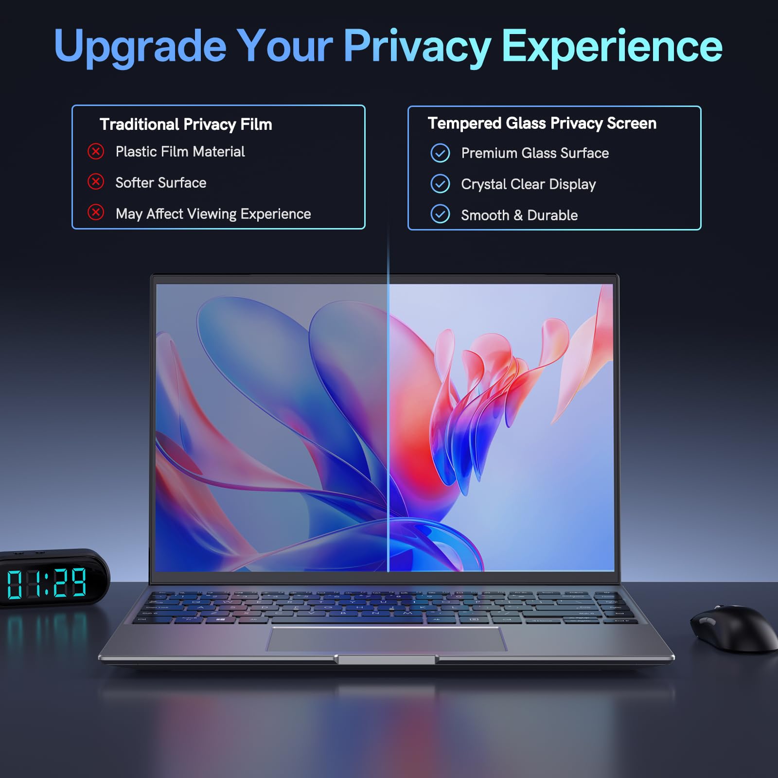 Zspeed Pantalla de privacidad de cristal de 14 pulgadas para monitores de computadora, antiluz azul, propiedades antirreflejos, protección de privacidad