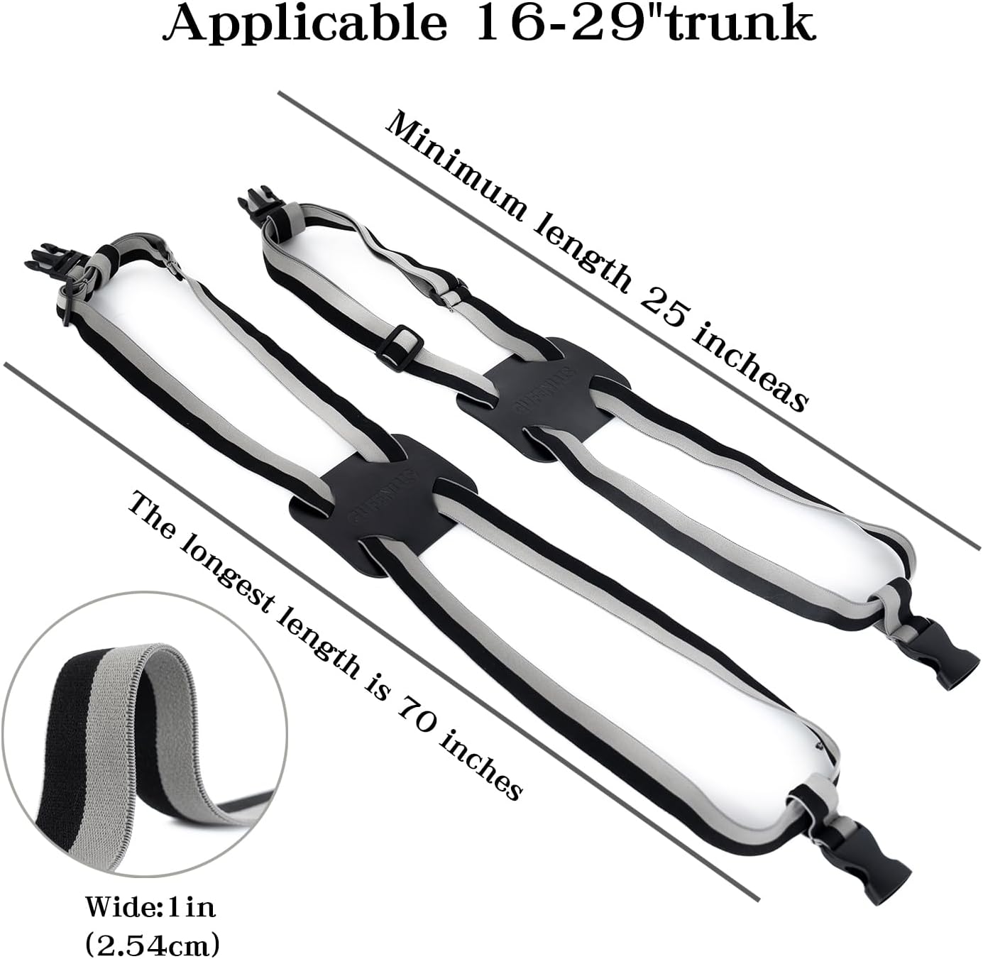 Luggage Straps Bag Bungees for Add a Bag Easy to Travel Suitcase Elastic Strap Belt (Gray/Black 1pcs) thumbnail