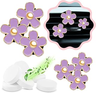 Automotive Colorful Car Decoration - Air Vent & AC Outlet Clips - Air Freshener & Interior Car Decor for Girls & Women (Purple, Lavender, Eucalyptus, Jasmin)