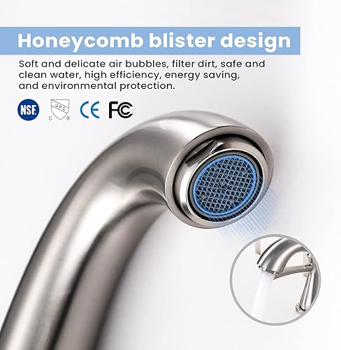 Miniatura 4 de GOESMO Grifo de baño sin contacto con 2 sensores, 2 asas, grifo de lavabo de baño generalizado de 3 agujeros, sensor de movimiento automático,