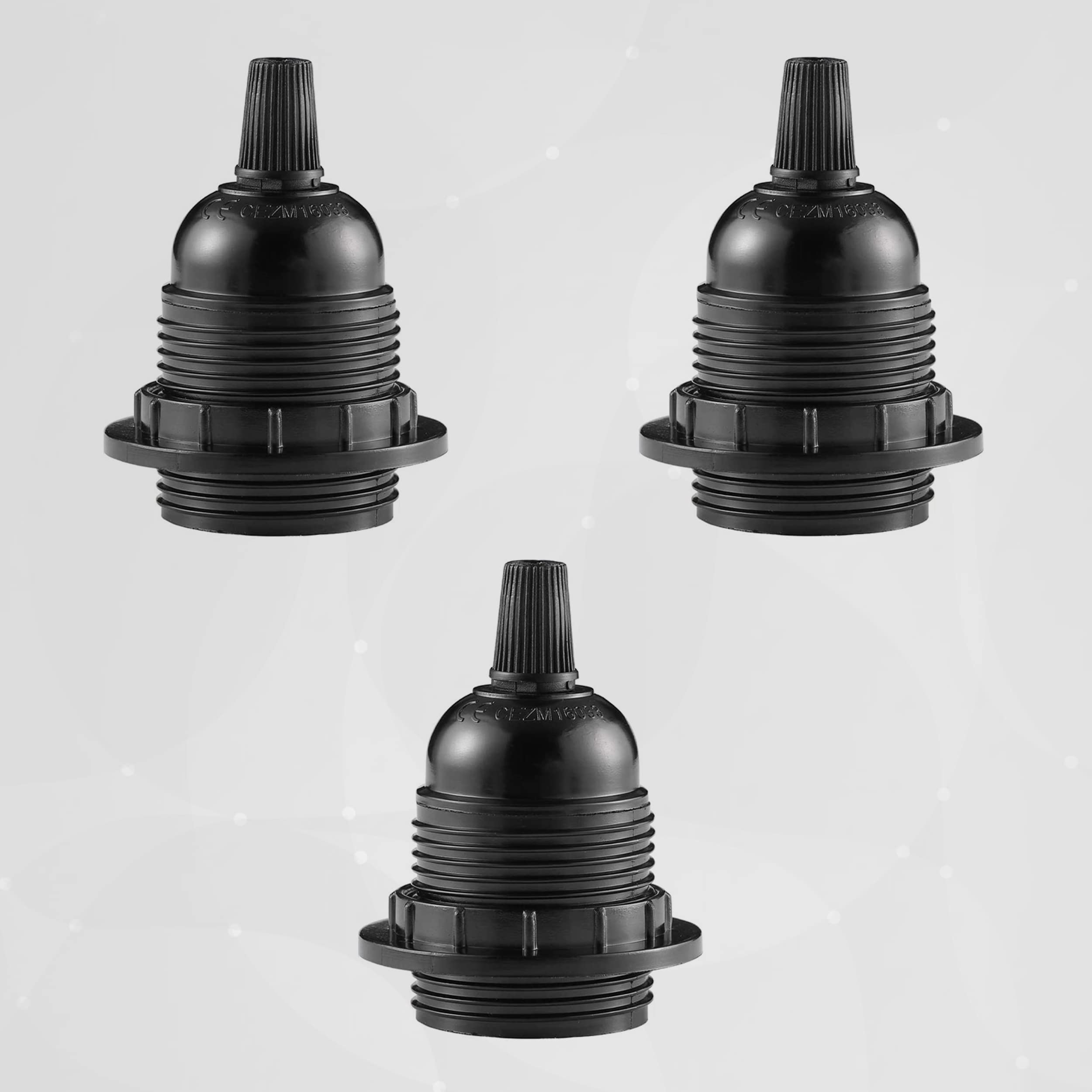 3 Pack Retro Style Screw E27 Light Bulb Lamp Holder Base Pendant Socket Bulb Holder Edison Screw Black Plastic Lamp Holder for Table Lamp Socket UK.