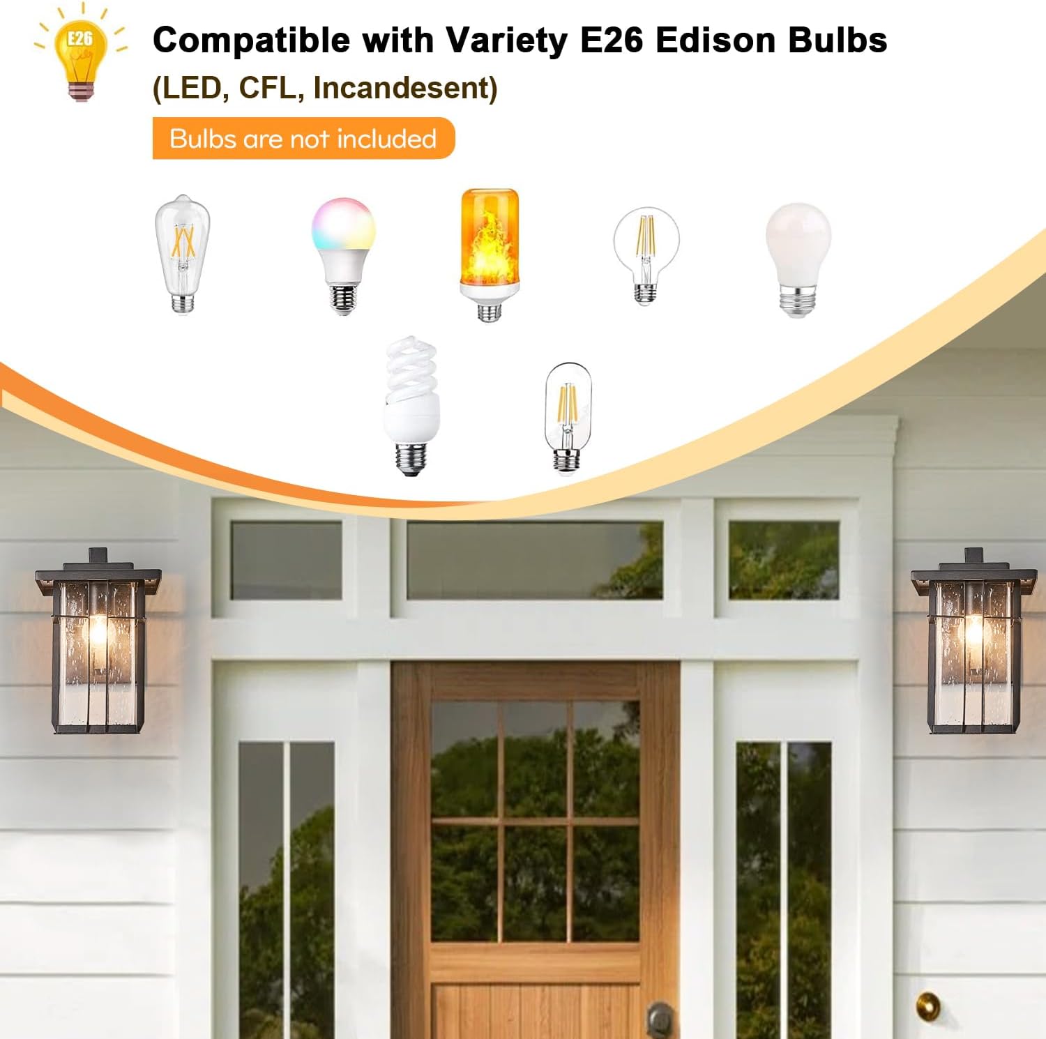 Dusk to Dawn Outdoor Wall Light 2 Pack Outside Wall Lamp Sensor Exterior Light Fixtures Wall Mount 10"H Garage Light Outdoor IP65 Porch Light with Seeded Glass Exterior Wall Sconces for House Patio