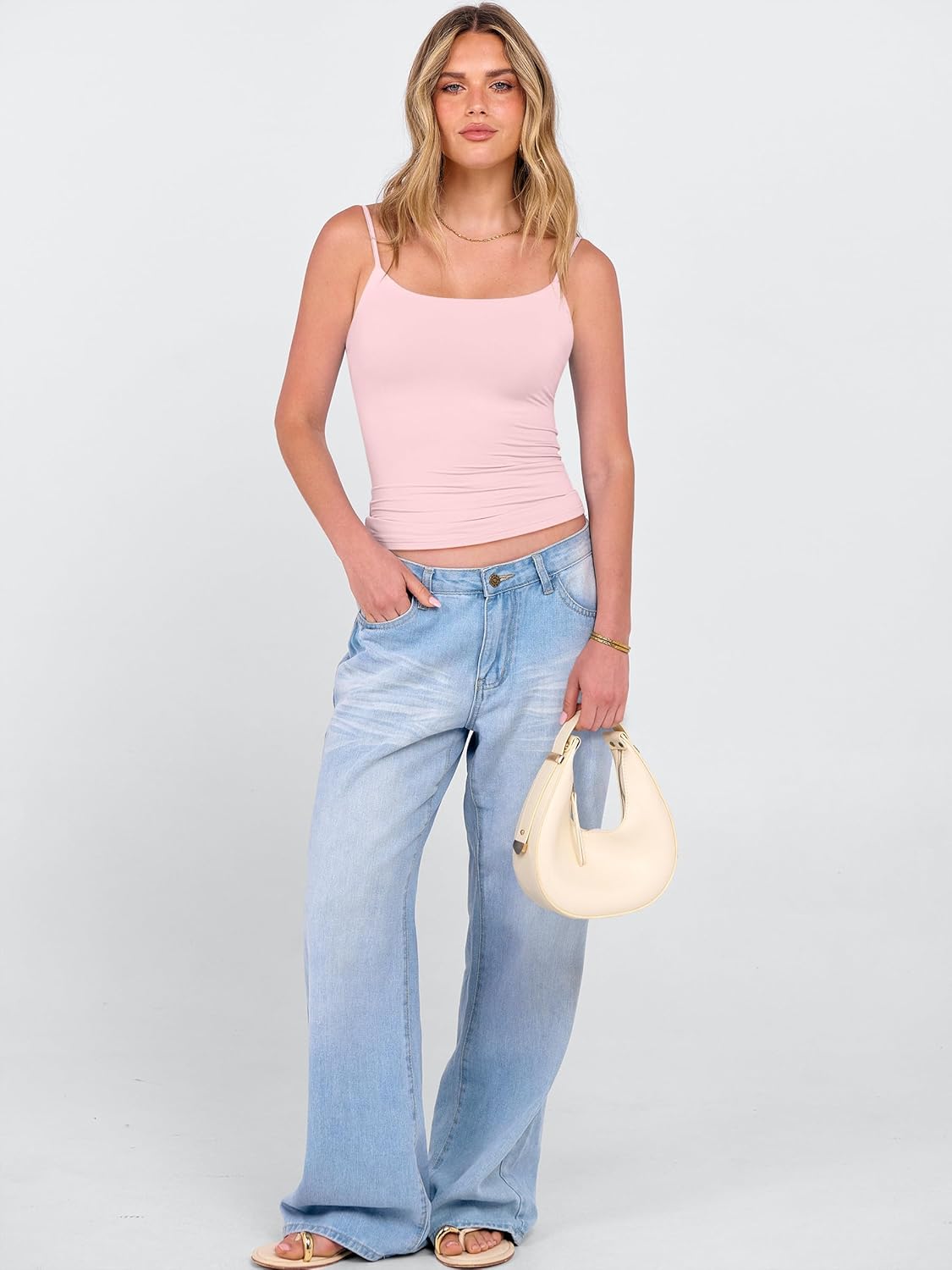 ANRABESS Tank Tops for Women Square Neck Adjustable Spaghetti Strap Double Lined Camisole Tops Summer Basic Cami Shirts - Image 6