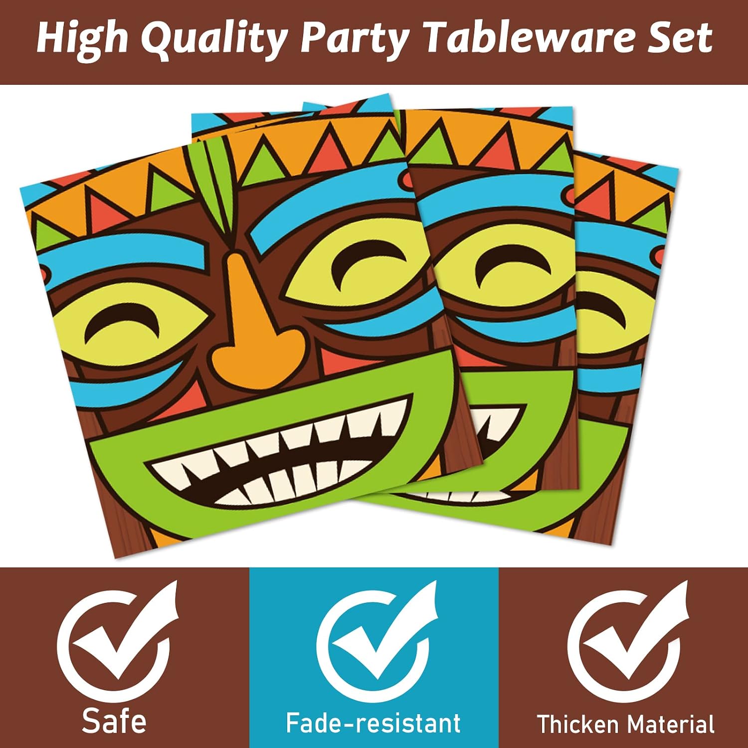 96 Pieces Tiki Party Decorations Luau Party Plates Hawaiian Aloha Decorations Tropical Tiki Paper Plates and Napkins Hawaiian Disposable Dessert Tableware Set Luau Supplies 24 Guests