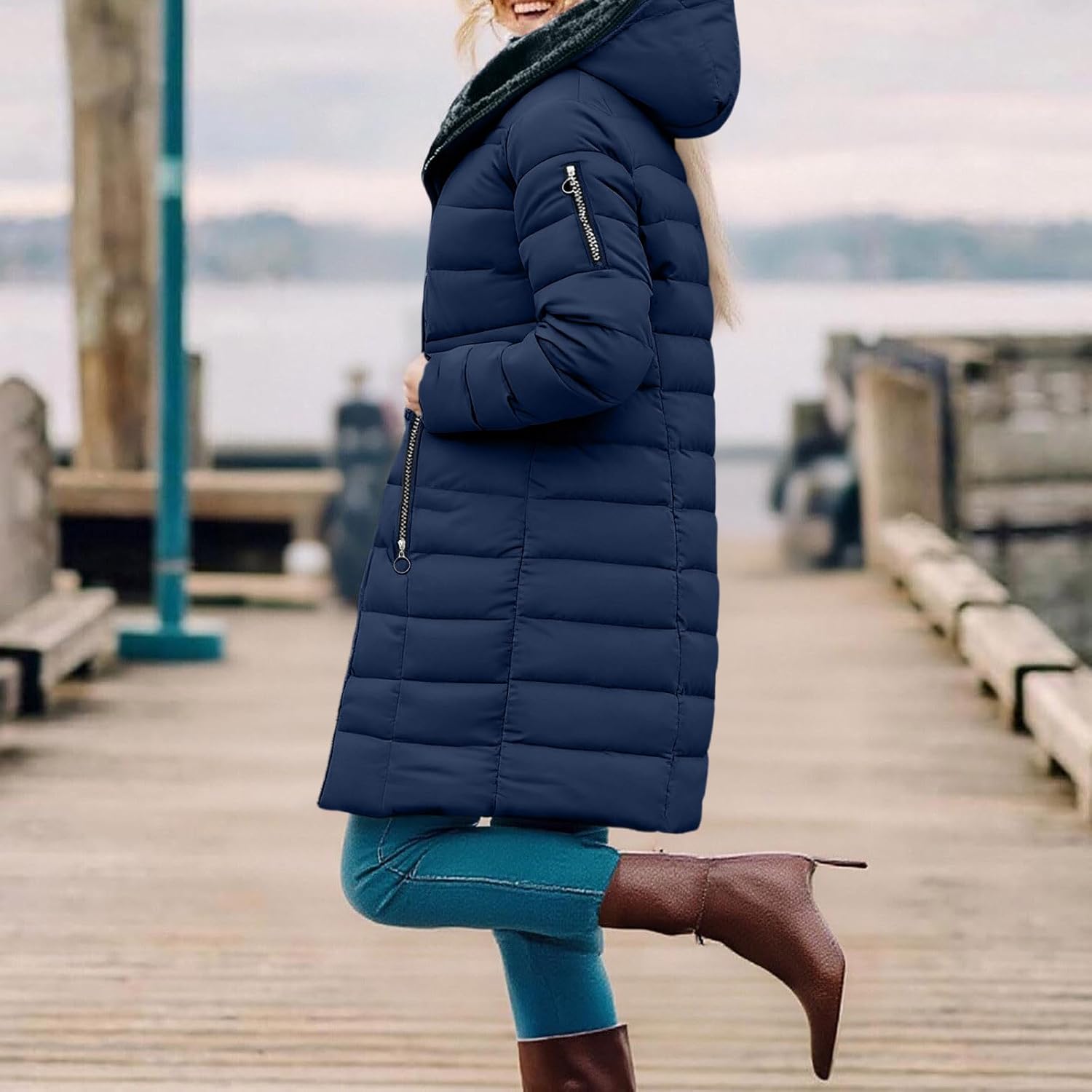 Long Winter Coat for Women Waterproof Fleece Lined Warm Long Puffer Jacket Thicken Parka Outwear Clothes With Fur Hood
